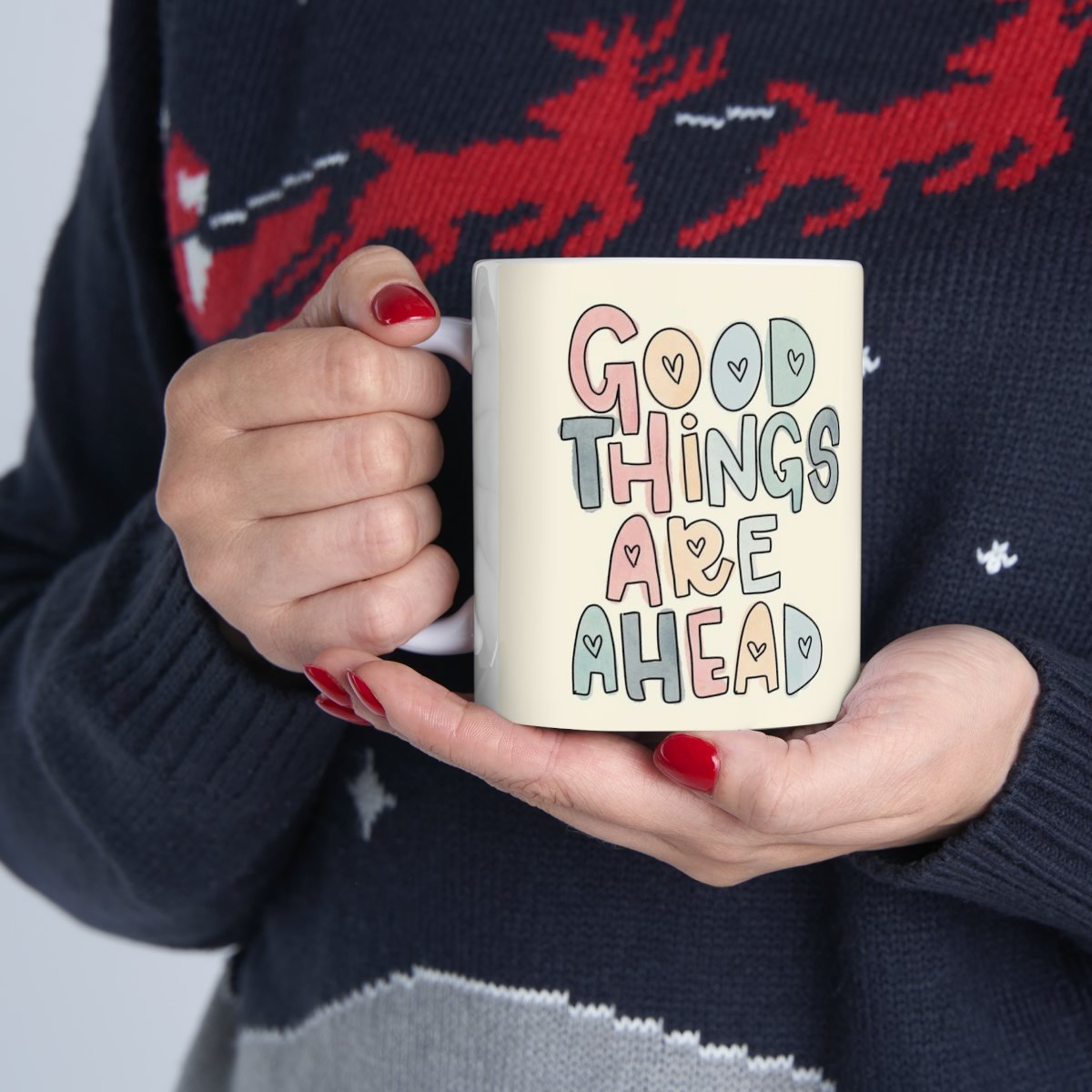 Ceramic Mug with Motivation Quote: "Good Things are Ahead", 11oz - Image 12